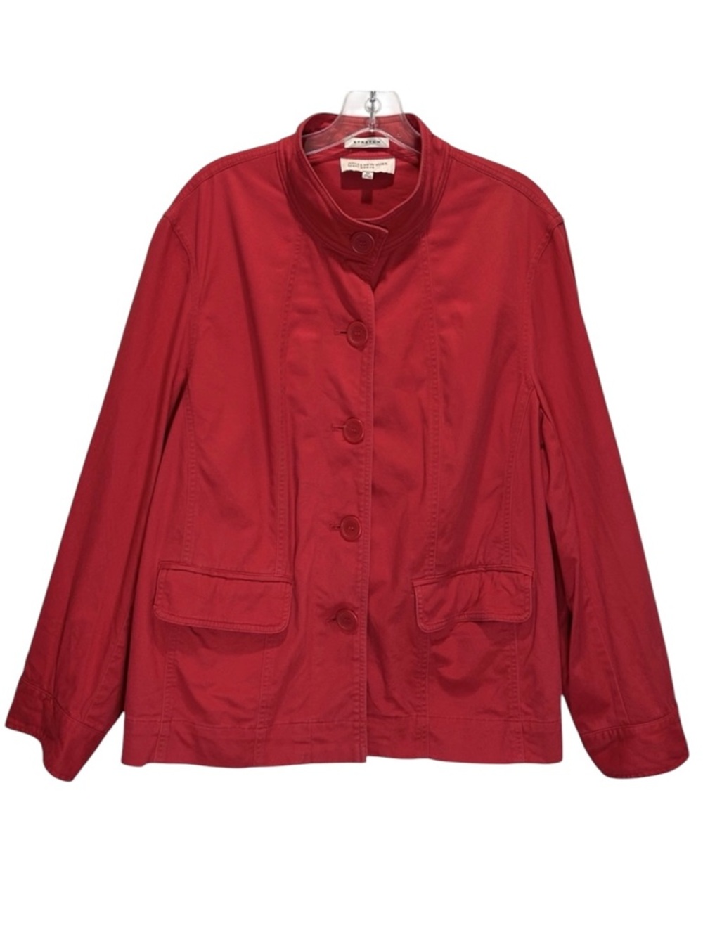 Jones New York Women’s Red Cotton Utility Jacket, Pleated Back - Size 2X